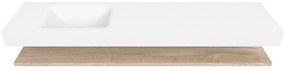 Zaro Alan badmeubel 190cm met planchet washed oak en vrijhangende wastafel cloud links zonder kraangat talc