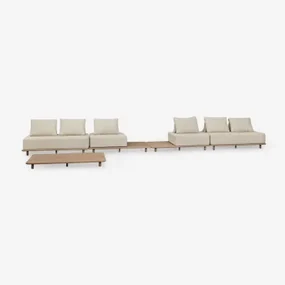 Woonkamerset Met 4-delige Modulaire Bank Met Bijzettafel En Salontafel 160x95 Cm In Portet Acacia Gardenia Wit - Sklum