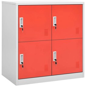 vidaXL Lockerkast 90x45x92,5 cm staal lichtgrijs en rood