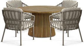 Tuinset 4 personen 140 cm Rope Taupe Santika Furniture Santika