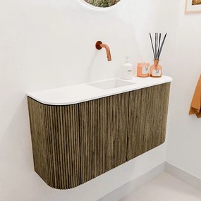 Mondiaz Joya 85cm toiletmeubel ronding links/rechts dusk met wastafel faye midden zonder kraangat talc