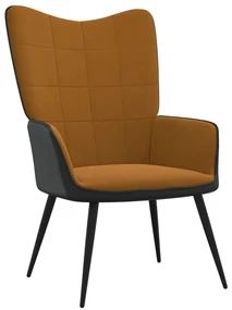 vidaXL Relaxstoel fluweel en PVC bruin