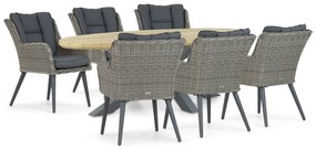 Tuinset 6 personen 240 cm Aluminium/wicker Grijs Garden Collections Boston/Diogo