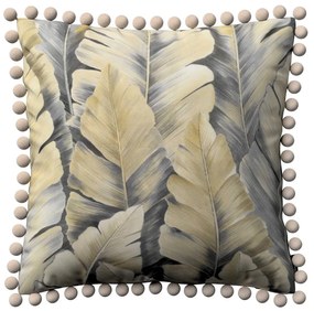 Dekoria Kussenhoes Wera met pompons, griks-geel 45 x 45 cm