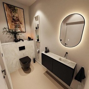 MONDIAZ TURE-DLUX 100cm toiletmeubel Urban. EDEN wastafel Ostra positie rechts. Zonder kraangat. TUREDX100URBR0OST