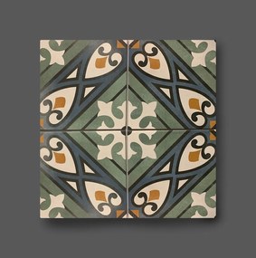 Vloertegel 15x15 Cm Bloemen Patroon Blauw Groen A153
