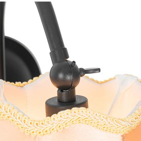 Stoffen Klassieke wandlamp zwart met lampenkap goud - Nona Klassiek / Antiek E14 rond Binnenverlichting Lamp