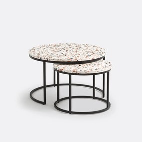 Set van 2 mimi salontafels in terrazzo, Hervé