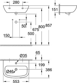 Grohe Bau Ceramic wastafel 55,3x38,6x15,1cm Alpine wit