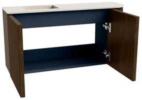 Mondiaz Joya DLux 80cm toiletmeubel ronding rechts walnut met wastafel faye links 1 kraangat meli