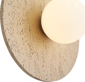 Japandi wandlamp naturel steen rond met opaal glas - Josie