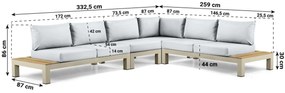 Loungeset 6 personen Aluminium/Teak Taupe Lifestyle Garden Furniture Vittoria