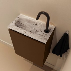 Mondiaz Ture DLux toiletmeubel 40cm rust met wastafel glace links met kraangat