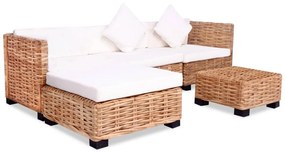 vidaXL Loungeset natuurlijk rattan 14-delig