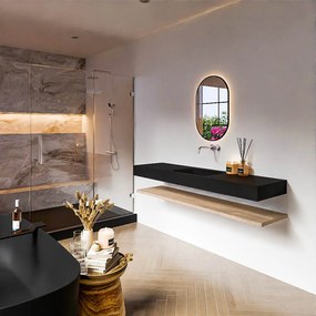 Zaro Alan badmeubel 170cm met planchet washed oak en vrijhangende wastafel cloud midden zonder kraangat urban