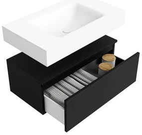 Zaro Alan badmeubel 80cm urban 1 lade met vrijhangende wastafel cloud midden 1 kraangat talc