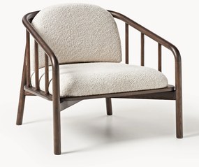 Loungefauteuil Balin van essenhout met teddy-bekleding