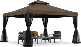 Bruin tuinpaviljoen met klamboe Valencia 4x4m Tuinpunt