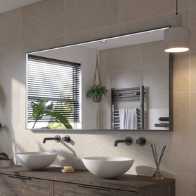 Ben Oblon spiegel met LED verlichting en anti-condens 180x80 cm Mat Zwart