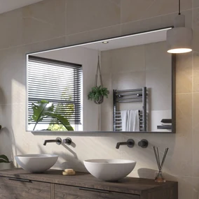 Ben Oblon spiegel met LED verlichting en anti-condens 180x80 cm Mat Zwart