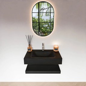 Zaro Alan badmeubel 70cm met planchet urban en vrijhangende wastafel cloud midden 1 kraangat urban