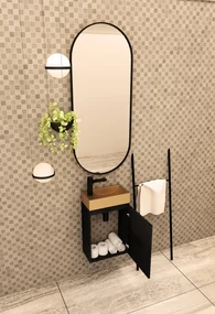 MD Interior Blessed toiletmeubel zwart mangohout rechts met fontein mat rosé goud links