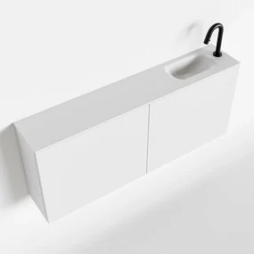 Zaro Polly toiletmeubel 120cm mat wit met witte wastafel met kraangat rechts