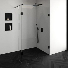 BRAUER Void inloopdouche helder glas 130x200 met 30 zijwand incl. glascoating mat zwart GS-VOI2H13030200MZ
