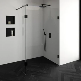BRAUER Void inloopdouche helder glas 130x200 met 30 zijwand incl. glascoating mat zwart GS-VOI2H13030200MZ