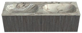 Mondiaz Kurve-dlux 140cm badmeubel shadow met 2 lades en wastafel stor small dubbel 2 kraangaten glace