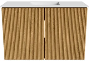 Mondiaz Joya 60cm toiletmeubel oak met wastafel faye midden 1 kraangat talc