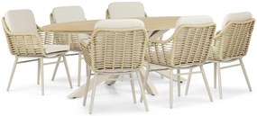 Tuinset 6 personen 220 cm Aluminium/rope Taupe Coco Antoni/Matara