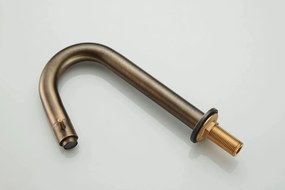 Mueller Rhea XXS fonteinsetje wit glans met gebogen verouderd messing kraan links