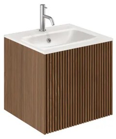 Crosswater Limit Badkamermeubelset - 50x45x45cm - 1 lade - glazen wastafel - Royal Walnut SW1026436/SW487189