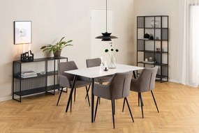 VERA Lichtgrijs Taupe (stof Basel 34) - MODERNE KUIPVORMIGE GESTOFFEERDE STOEL VOOR WOONKAMER / LOFT