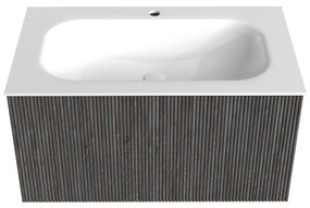 Mondiaz Kurve 80cm badmeubel shadow met 1 lade en wastafel big small midden 1 kraangat