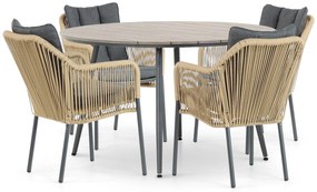 Tuinset Ronde Tuintafel 4 personen 125 cm Aluminium/Rope Taupe  De Laan Projects