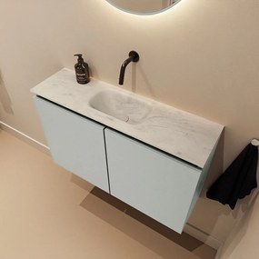 Mondiaz Ture DLux toiletmeubel 80cm greey met wastafel opalo midden zonder kraangat