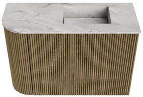 Mondiaz Joya DLux 60cm toiletmeubel ronding links dusk met wastafel faye rechts 1 kraangat glace