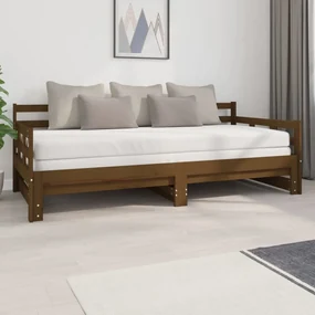 vidaXL Slaapbank uitschuifbaar grenenhout honingbruin 2x(90x200) cm