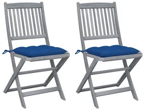 vidaXL Tuinstoelen 2 st inklapbaar met kussens massief acaciahout
