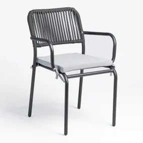 Arhiza Stapelbare Tuinstoel Met Armleuningen Van Aluminium En Gevlochten Touw Grijs – Grafiet - Sklum