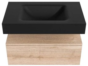 Zaro Alan badmeubel 80cm washed oak 1 lade met vrijhangende wastafel cloud midden zonder kraangat urban