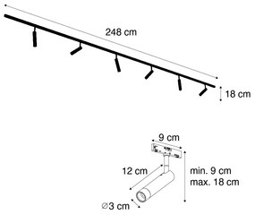 Modern railsysteem met 6 Spot / Opbouwspot / Plafondspots beige met zwart 1-fase - Slimline Uzzy G9 Binnenverlichting Lamp