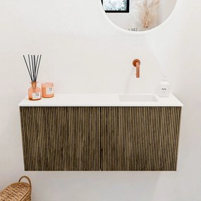 Mondiaz Joya 90cm toiletmeubel dusk met wastafel faye rechts zonder kraangat talc