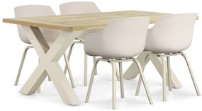 Tuinset 4 personen 180 cm Kunststof Taupe Lifestyle Garden Furniture Salina/Cardiff