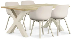 Tuinset 4 personen 180 cm Kunststof Taupe Lifestyle Garden Furniture Salina/Cardiff