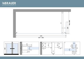Brauer Oblivion inloopdouche helder glas 130cm met 40cm zijwand zwart mat