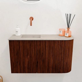 Mondiaz Joya DLux 70cm toiletmeubel ronding rechts ruby met wastafel faye links zonder kraangat opalo