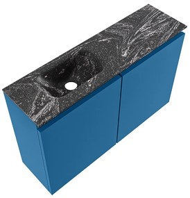 Mondiaz Ture DLux toiletmeubel 80cm jeans met wastafel lava links zonder kraangat